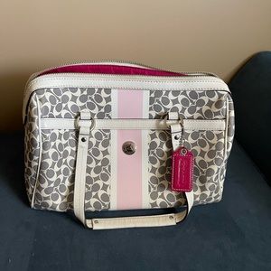 GRAY AND PINK COACH BAG